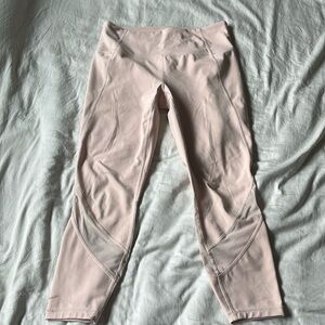 Athleta Womens Pale Pink Yoga Exercise Leggings w/Mesh Insert Size MP